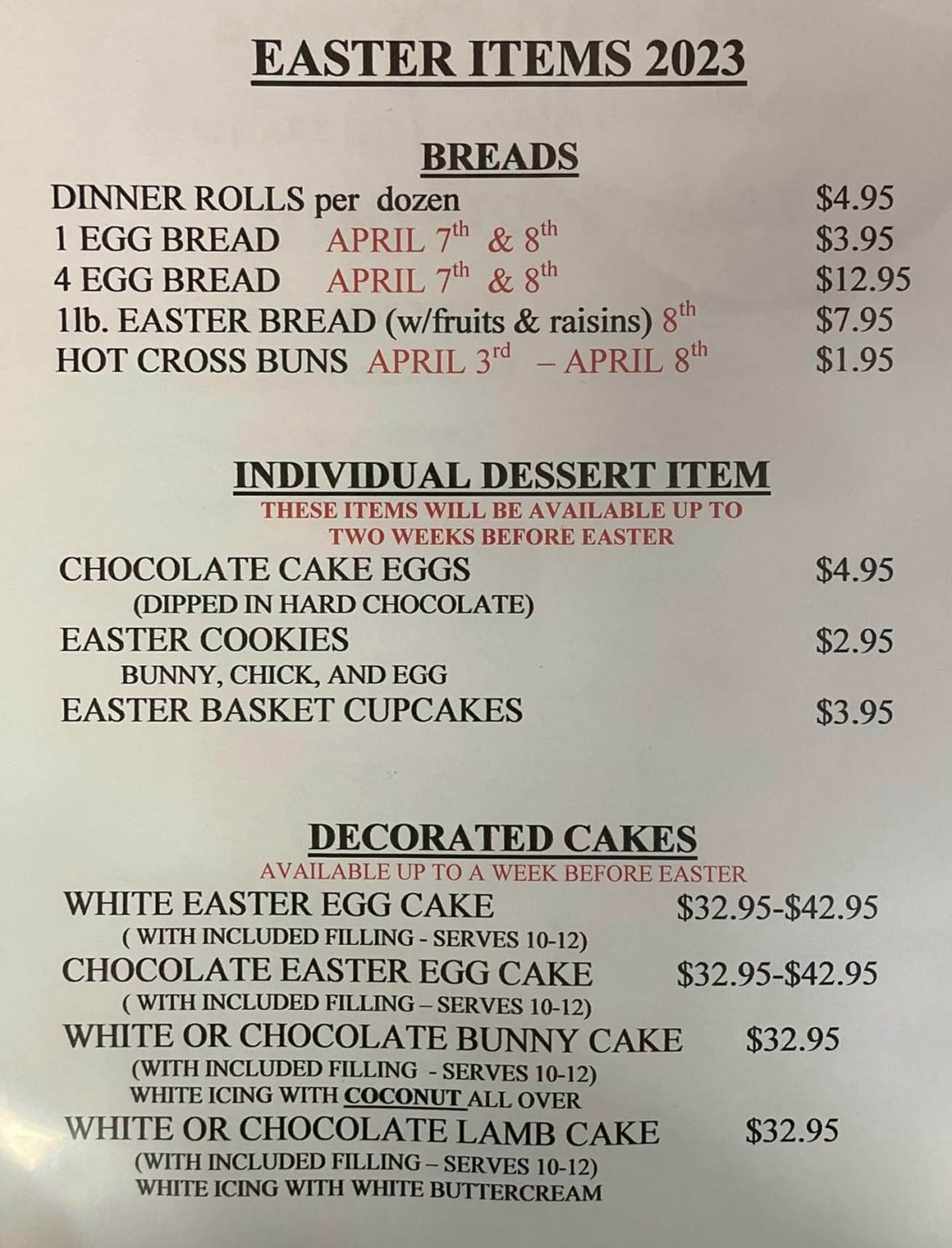 Nadine’s Bakery Menu (Updated November 2024)